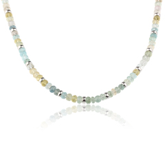925 Sterling Silver Colorful Aquamarine Beaded Necklace
