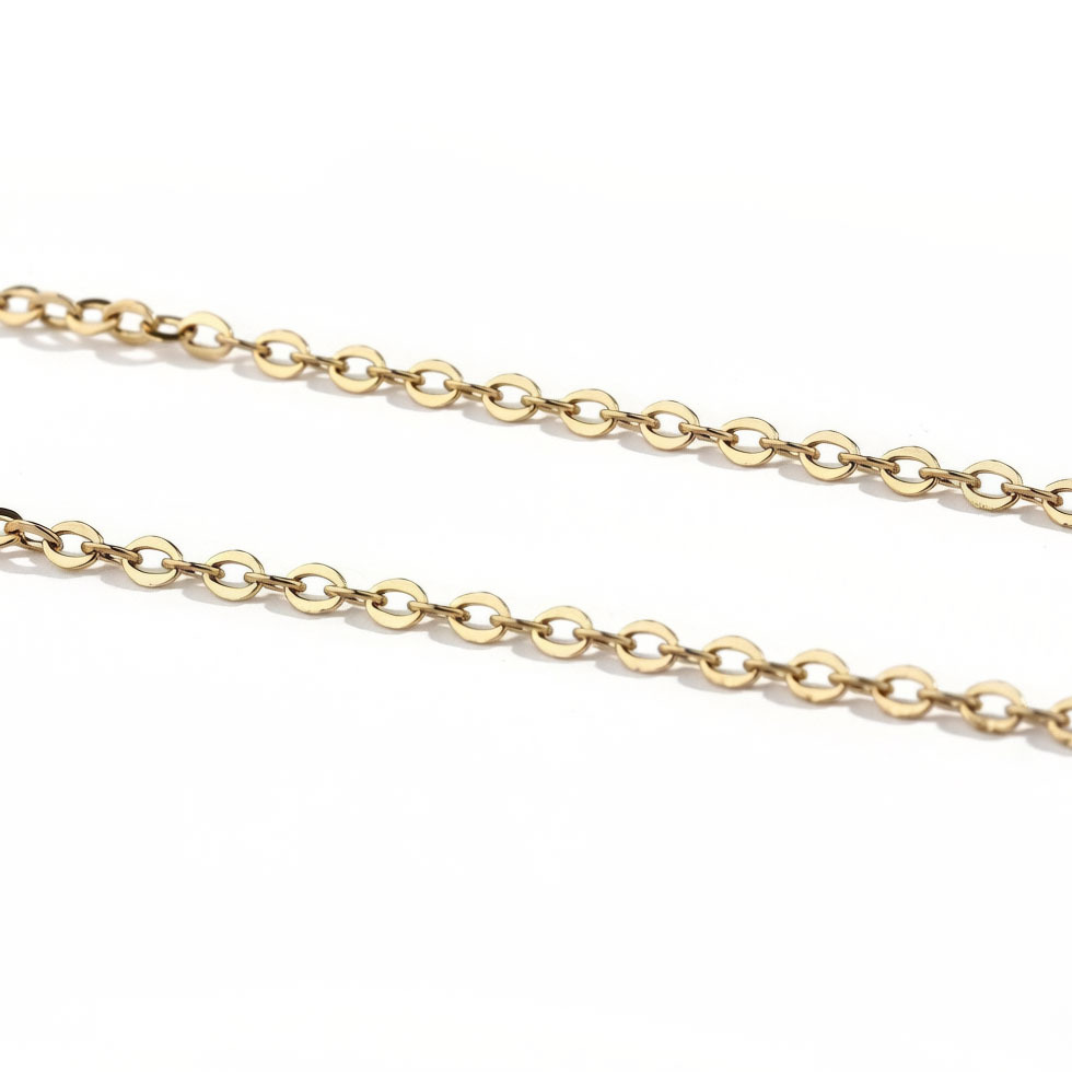 18K Gold PVD Plated Stainless Steel Flat O Link Chain With Extension Tail Chain