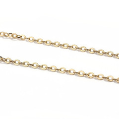 18K Gold PVD Plated Stainless Steel Flat O Link Chain With Extension Tail Chain