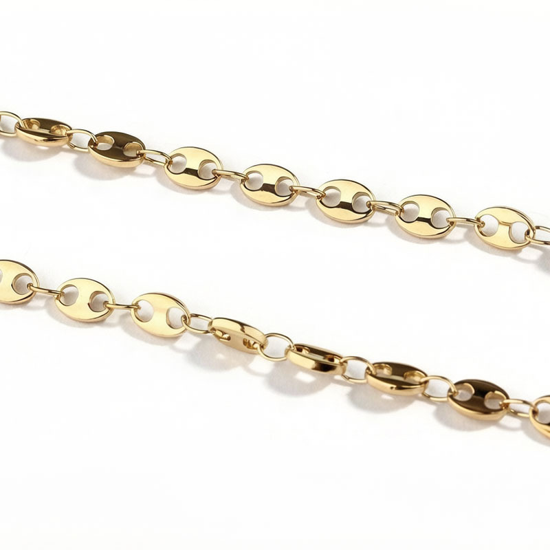 18K Gold PVD Plated Stainless Steel Pig Nose DIY Jewelry Chain