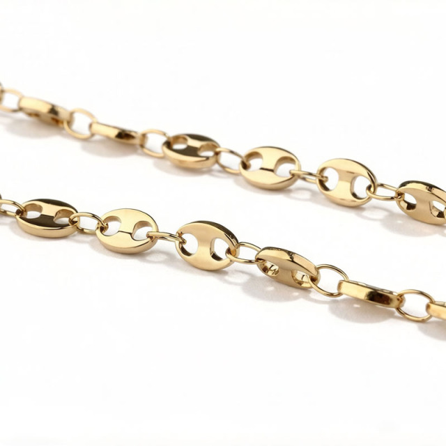 18K Gold PVD Plated Stainless Steel Pig Nose DIY Jewelry Chain