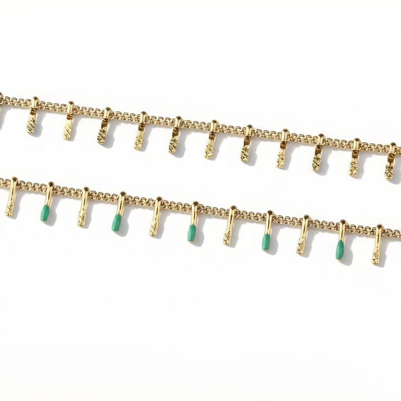 18K Gold PVD Plated Stainless Steel Enamel Teardrop DIY Jewelry Chain