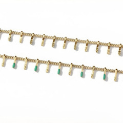 18K Gold PVD Plated Stainless Steel Enamel Teardrop DIY Jewelry Chain