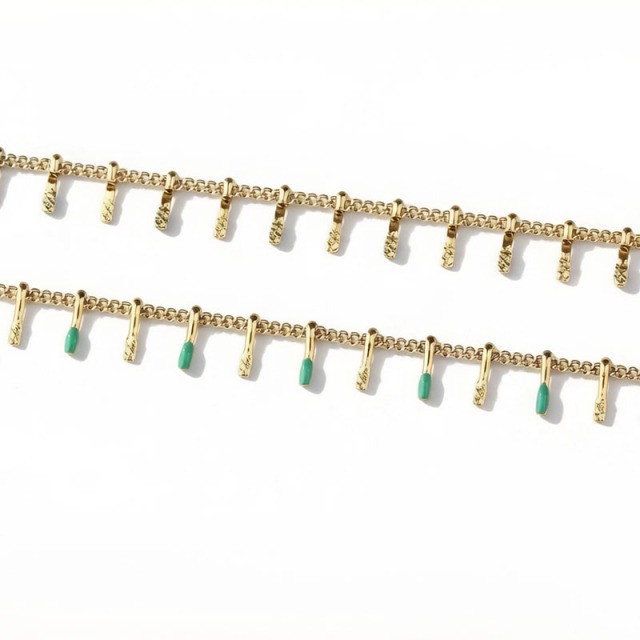 18K Gold PVD Plated Stainless Steel Enamel Teardrop DIY Jewelry Chain