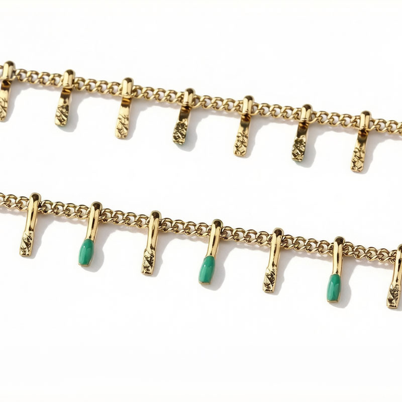 18K Gold PVD Plated Stainless Steel Enamel Teardrop DIY Jewelry Chain