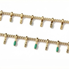 18K Gold PVD Plated Stainless Steel Enamel Teardrop DIY Jewelry Chain