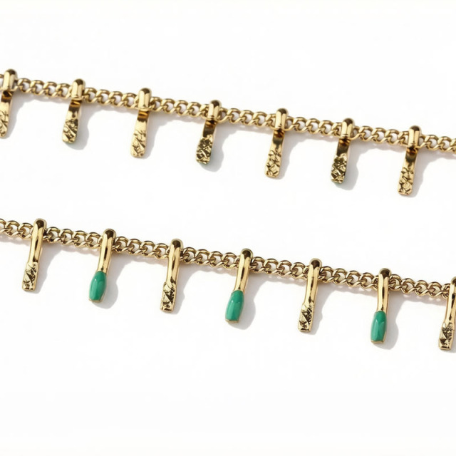 18K Gold PVD Plated Stainless Steel Enamel Teardrop DIY Jewelry Chain