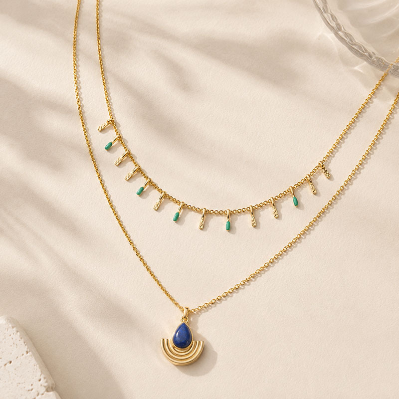 18K Gold PVD Plated Stainless Steel Enamel Teardrop DIY Jewelry Chain