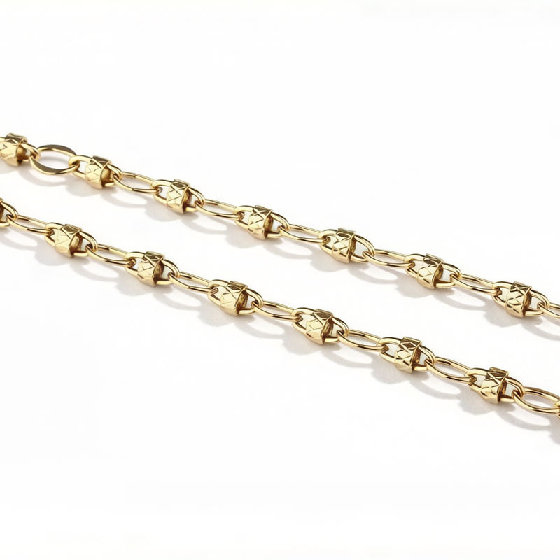 18K Gold PVD Plated Stainless Steel French Diamond Tube DIY Jewelry Chain
