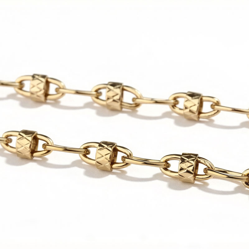 18K Gold PVD Plated Stainless Steel French Diamond Tube DIY Jewelry Chain