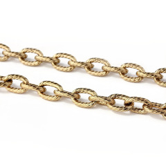 18K Gold PVD Plated Stainless Steel Hammered O Link Decorative Jewelry Chain