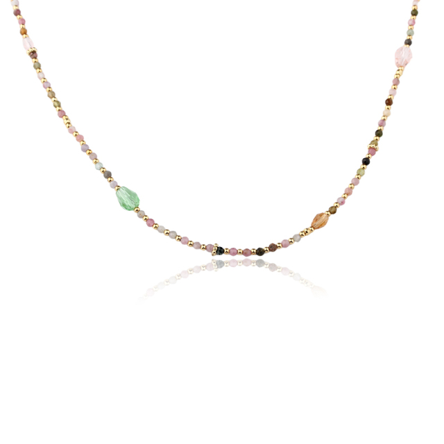 Natural Multi Color Tourmaline Beaded Necklace