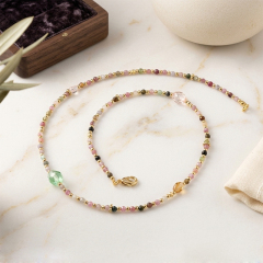 Natural Multi Color Tourmaline Beaded Necklace