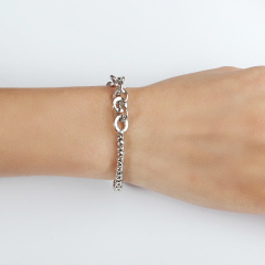 925 Sterling Silver Chain Bracelet With Toggle Clasp