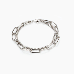 925 Sterling Silver double layers Chunky Chain Bracelet