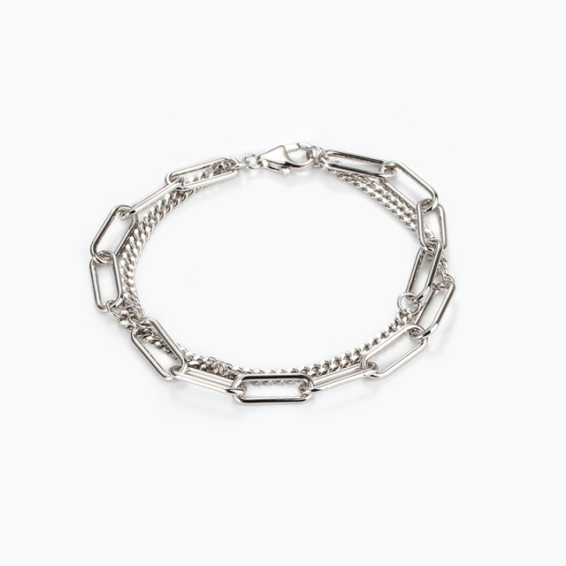 925 Sterling Silver double layers Chunky Chain Bracelet