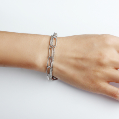 925 Sterling Silver double layers Chunky Chain Bracelet
