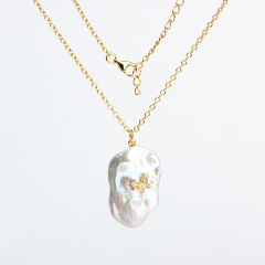 925 Sterling Silver Freshwater Pearl Butterfly Chain Necklace