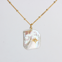 925 Sterling Silver Baroque Pearl Necklace For Women