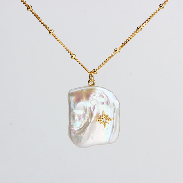 925 Sterling Silver Baroque Pearl Necklace For Women