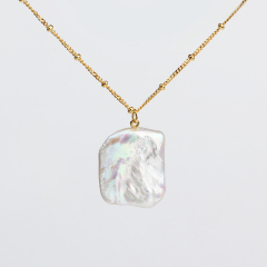 925 Sterling Silver Baroque Pearl Necklace For Women