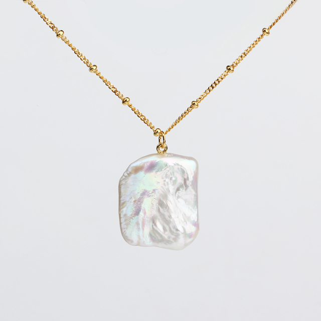 925 Sterling Silver Baroque Pearl Necklace For Women