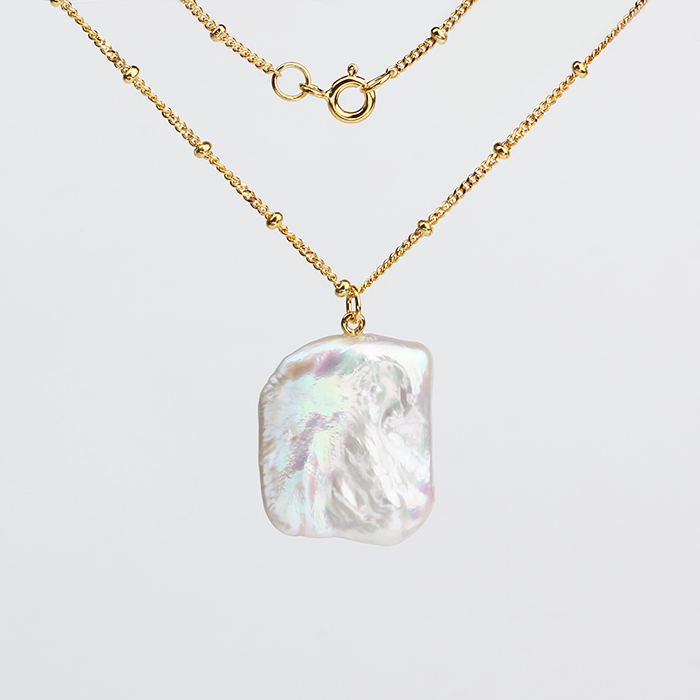 925 Sterling Silver Baroque Pearl Necklace For Women