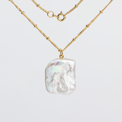 925 Sterling Silver Baroque Pearl Necklace For Women