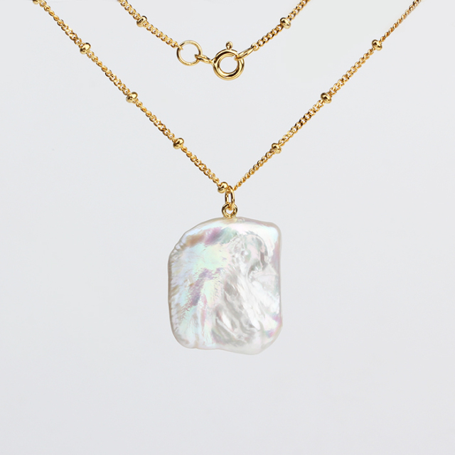 925 Sterling Silver Baroque Pearl Necklace For Women