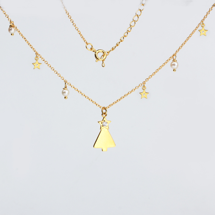925 Sterling Silver Christmas Tree Necklace For Women