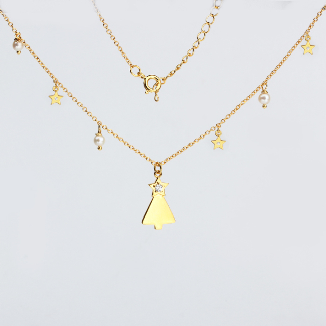 925 Sterling Silver Christmas Tree Necklace For Women
