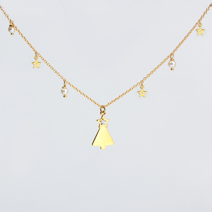 925 Sterling Silver Christmas Tree Necklace For Women