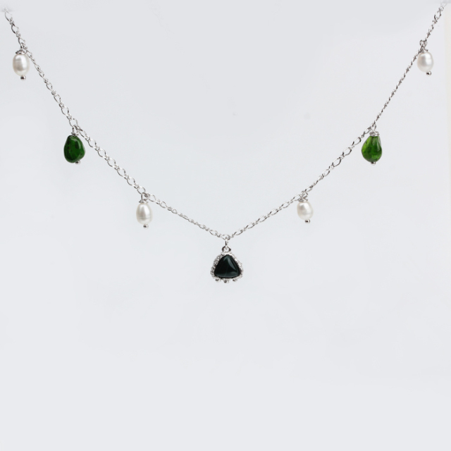 925 Sterling Silver Gemstone Tiny Necklace For Women