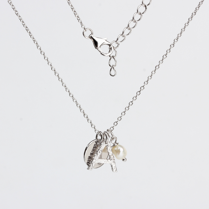 925 Sterling Silver Letter Hammer Surface Necklace