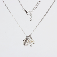 925 Sterling Silver Letter Hammer Surface Necklace