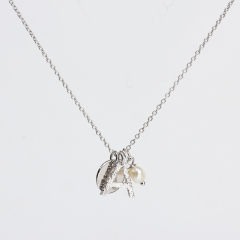 925 Sterling Silver Letter Hammer Surface Necklace