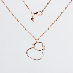 925 Sterling Silver Hollowed-Cut Dog Shape Chain Necklace