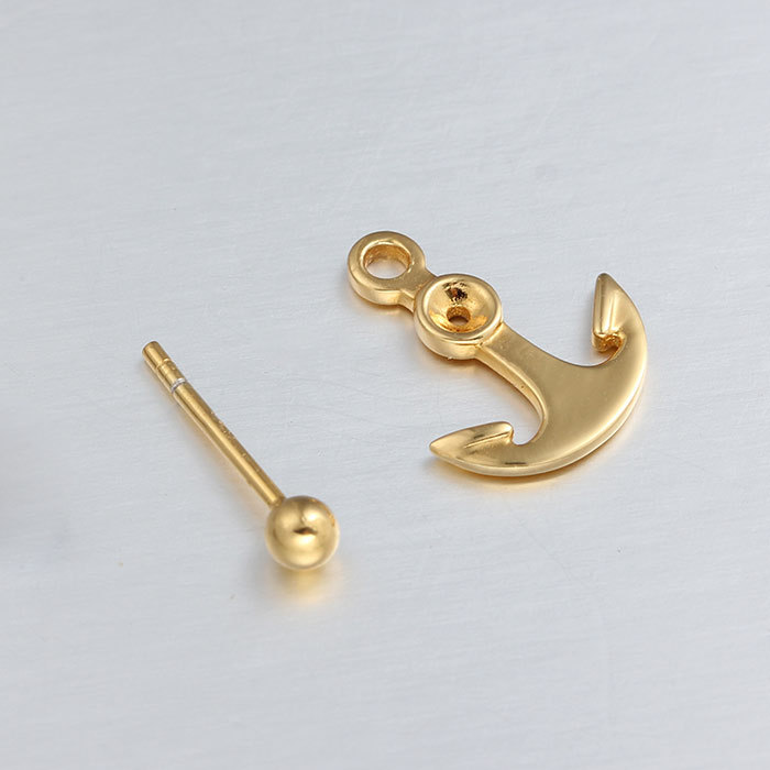925 Sterling Silver Anchor Stud Earrings