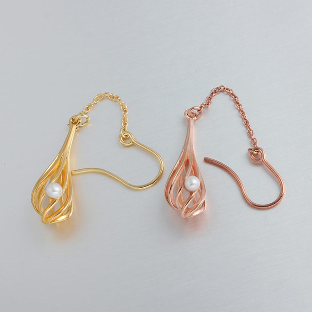 925 Silver Pearl Cage Drop Earrings