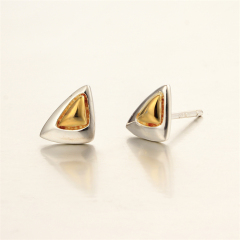 925 Sterling Silver Double Color Triangle Stud Earrings