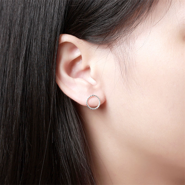 925 Sterling Silver Minimalist Round Stud Earrings