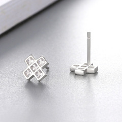 925 Sterling Silver Cubic Zirconia Cross Stud Earrings