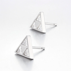 925 Sterling Silver Triangle Cubic Zirconia Stud Earrings