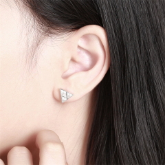 925 Sterling Silver Triangle Cubic Zirconia Stud Earrings