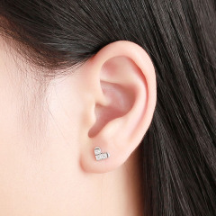 925 Sterling Silver  CZ Heart Stud Earrings