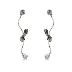 925 Sterling Silver Wave Tahiti Pearl Earrings
