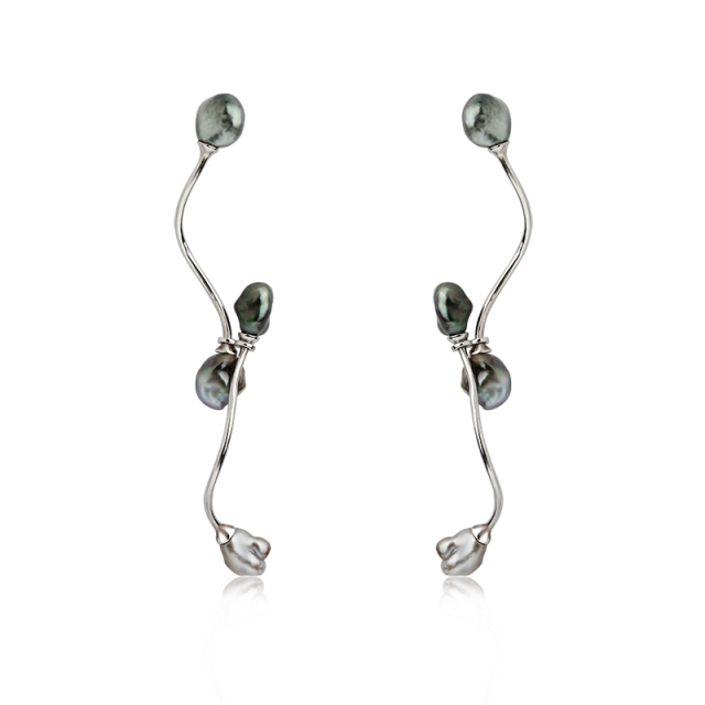 925 Sterling Silver Wave Tahiti Pearl Earrings