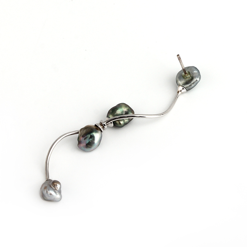 925 Sterling Silver Wave Tahiti Pearl Earrings