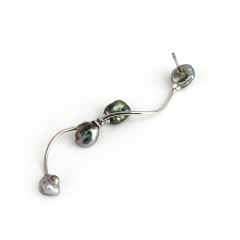 925 Sterling Silver Wave Tahiti Pearl Earrings