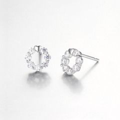 925 Sterling Silver Round Heart Stud Earrings